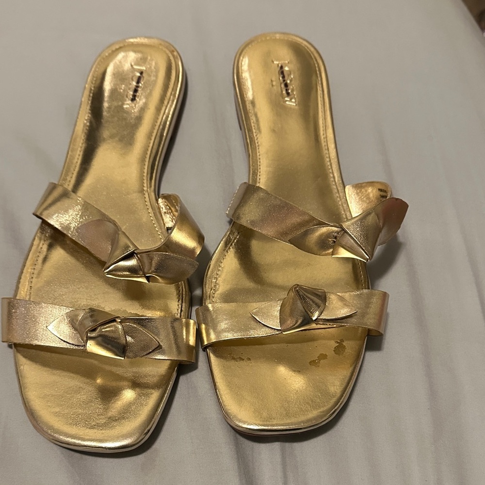 J. Crew Gold Bow Sandals